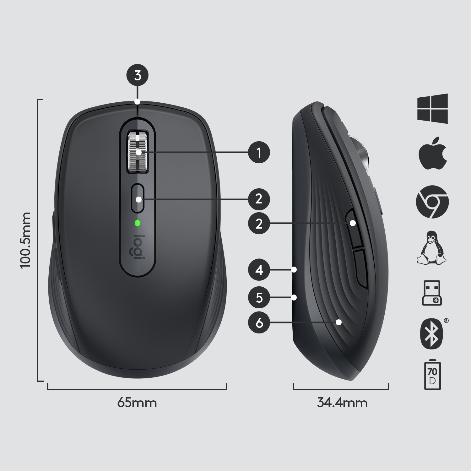 Draadloze Muis Logitech Anywhere 3Zwart