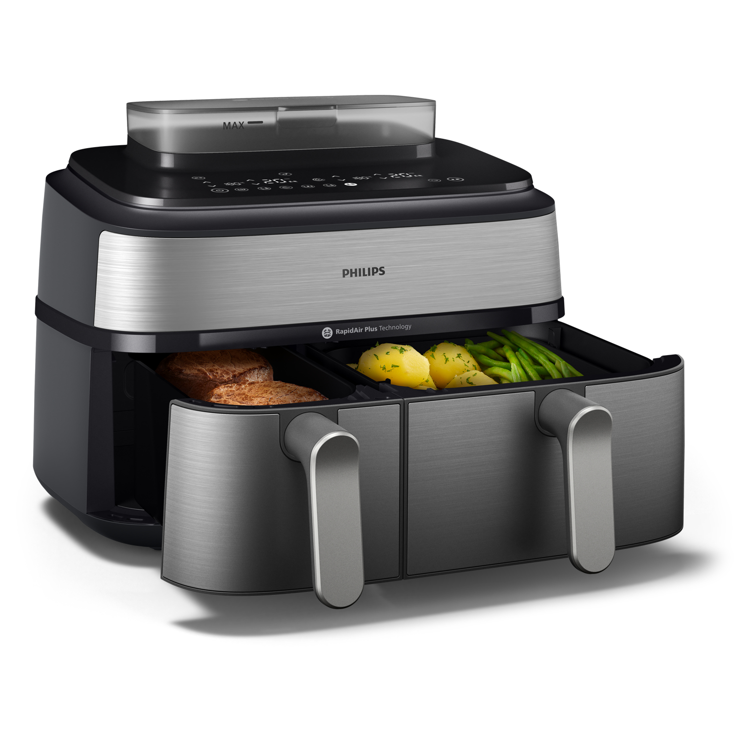 Airfryer + stoom PHILIPS NA555/00 met dubbele mand