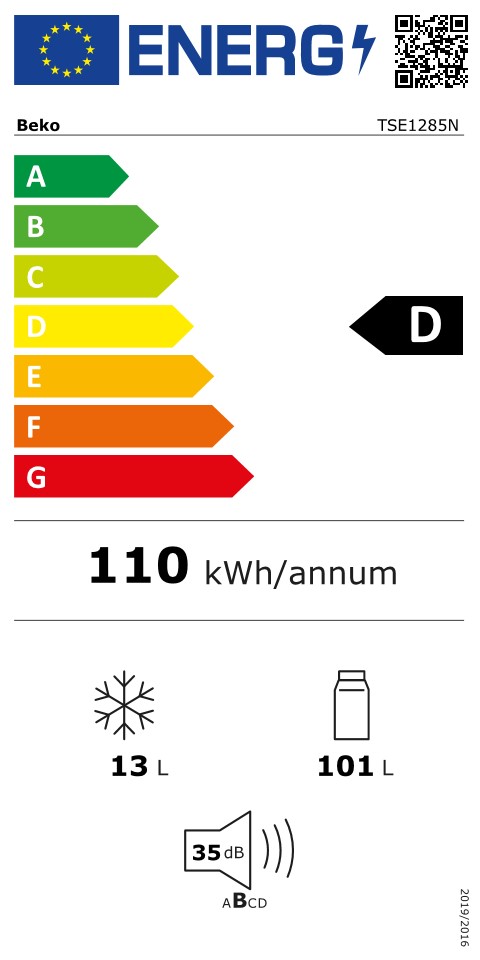 Tafelkoelkast BEKO TSE1285N / D / Vriesvak / 84cm