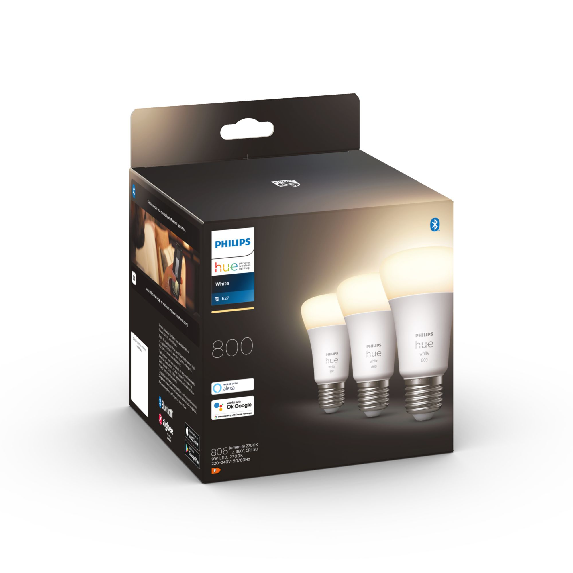 Lamp PHILIPS HUE White E27 800L 3pcs