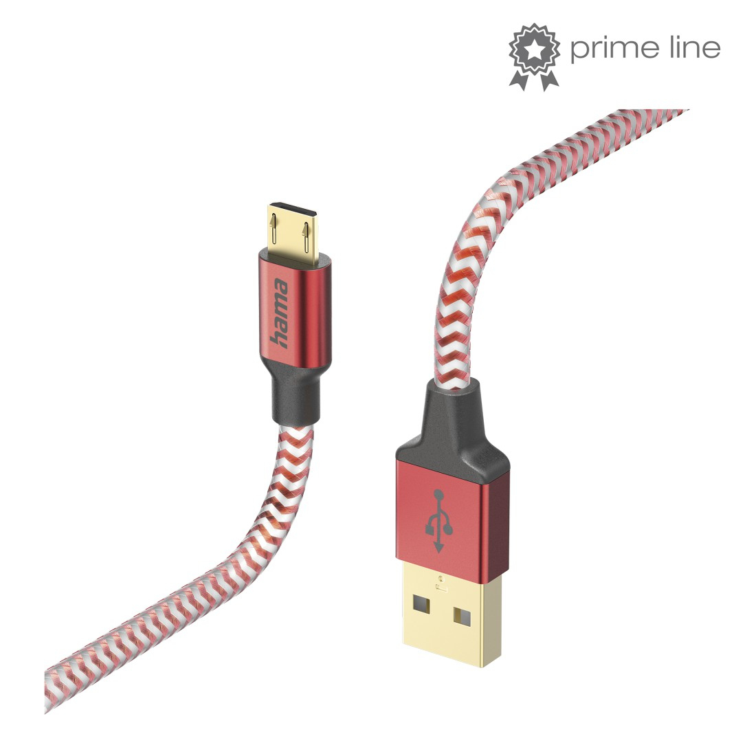 Hama Câble de charge Reflective, USB-A - micro-USB, 1,5 m, nylon, rouge