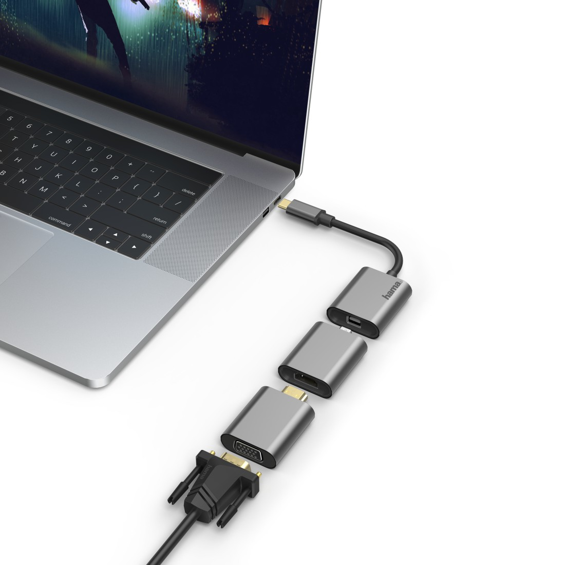 Hama Adaptateur 6 en 1, Connect2Go, USB-C, Mini-DisplayPort, HDMI?, VGA