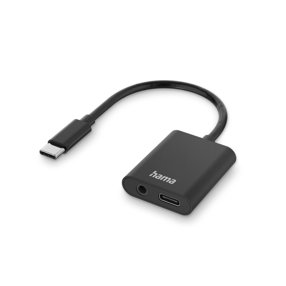 Hama 2-in-1 audio/oplaadadapter, USB-C > USB-C + 3,5mm-Jack Audio Zwart