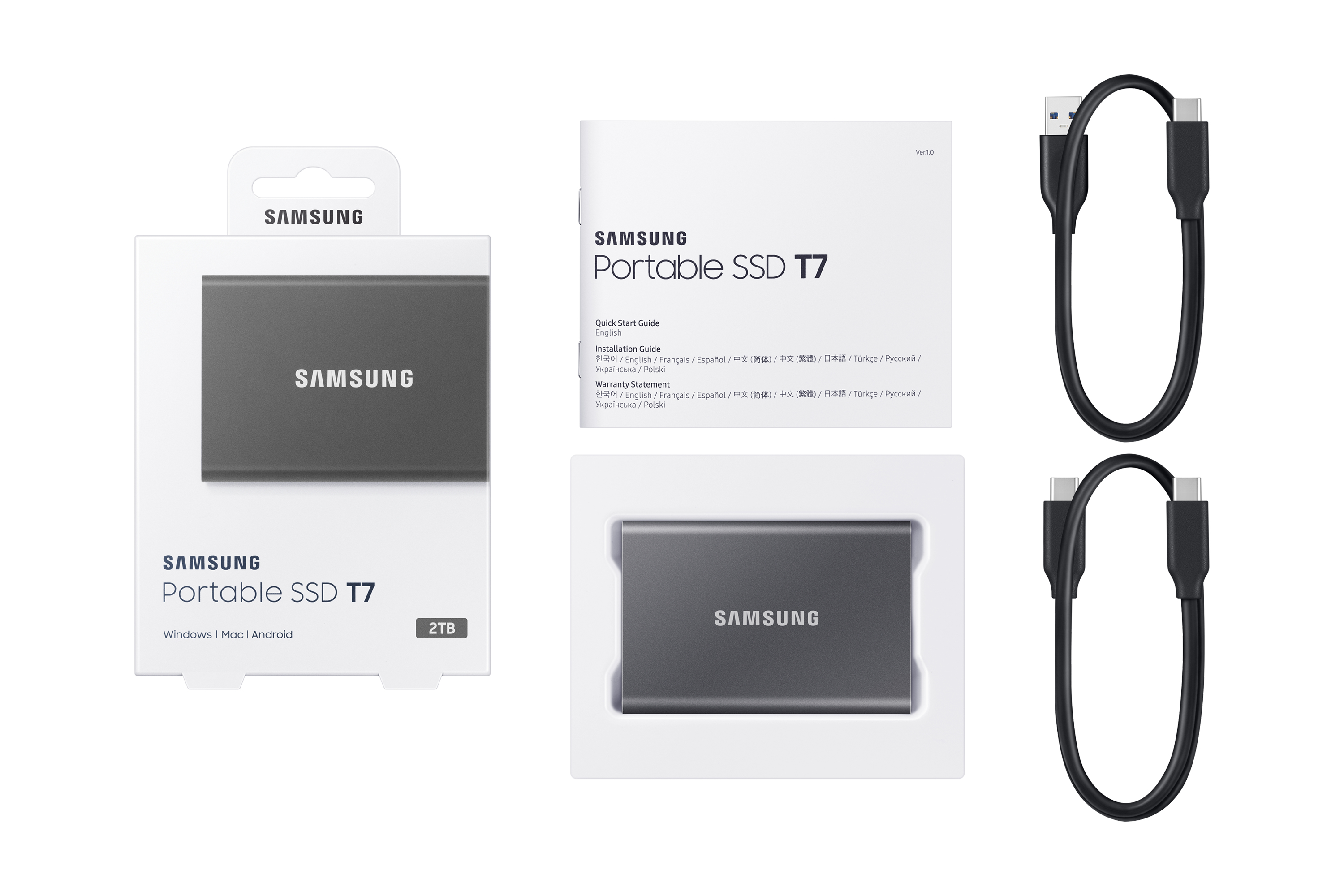 Samsung t7 2to portable ssd grey
