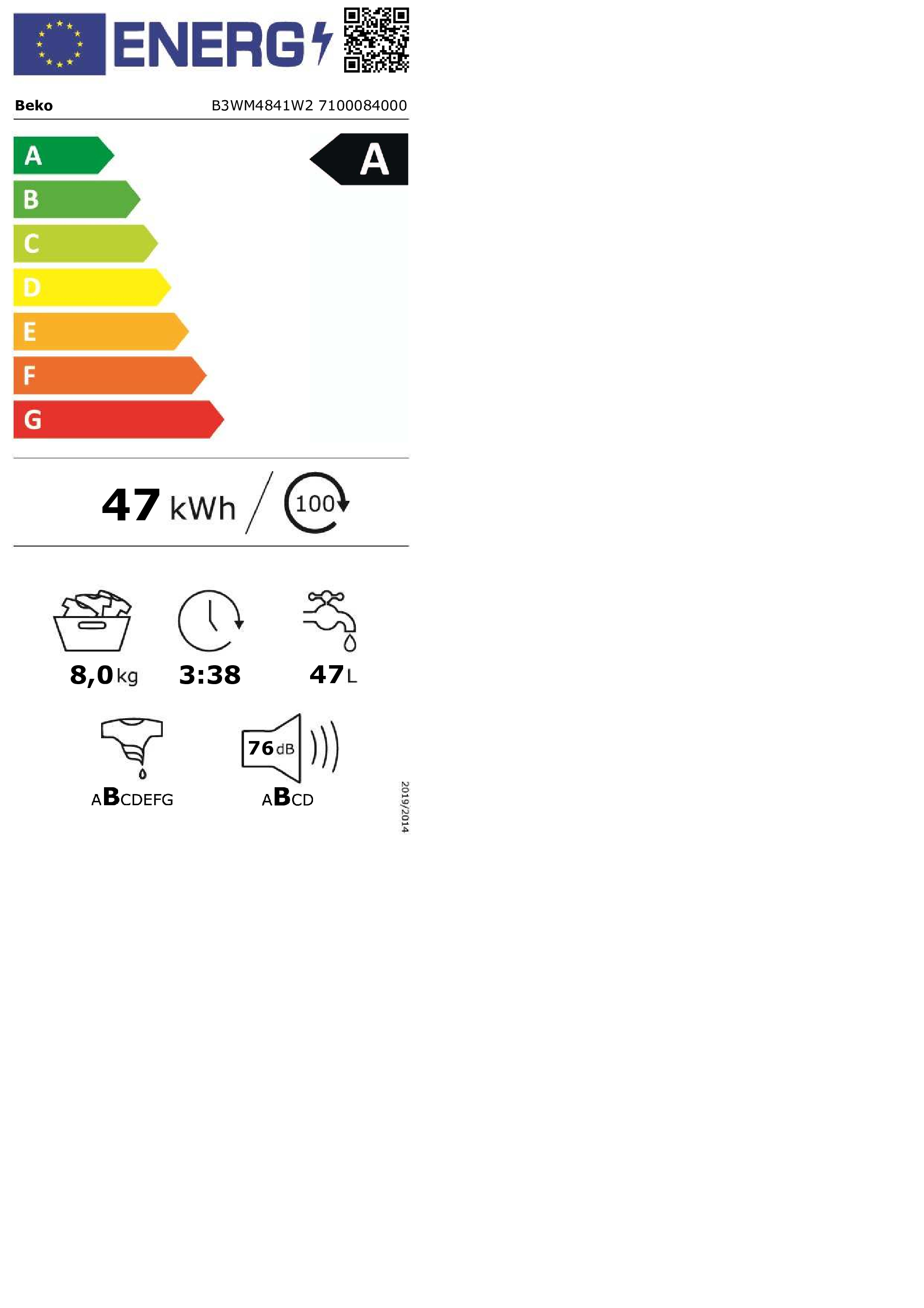 Beko lave-ligne B3WM4841W2
