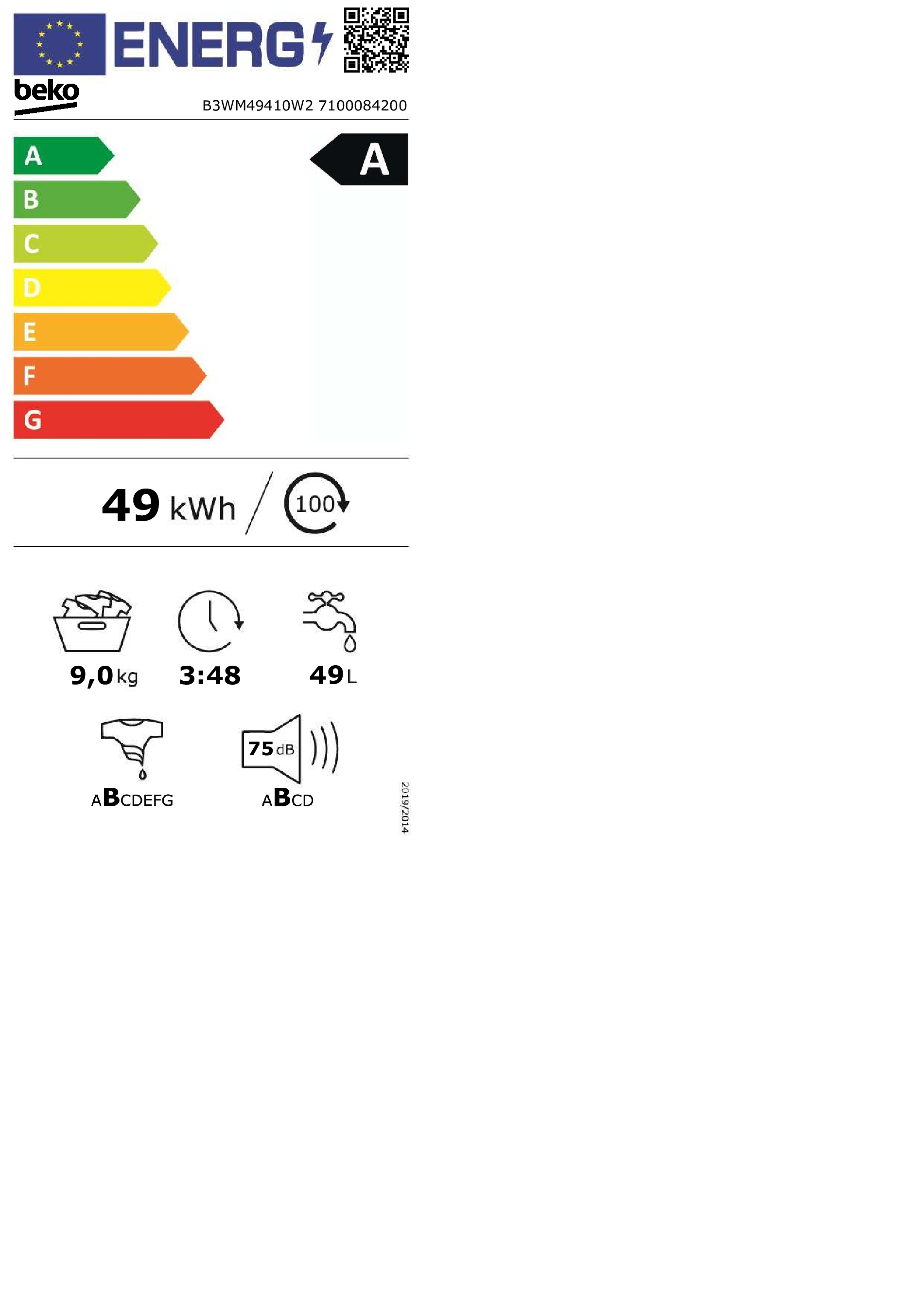 Beko lave-ligne B3WM49410W2