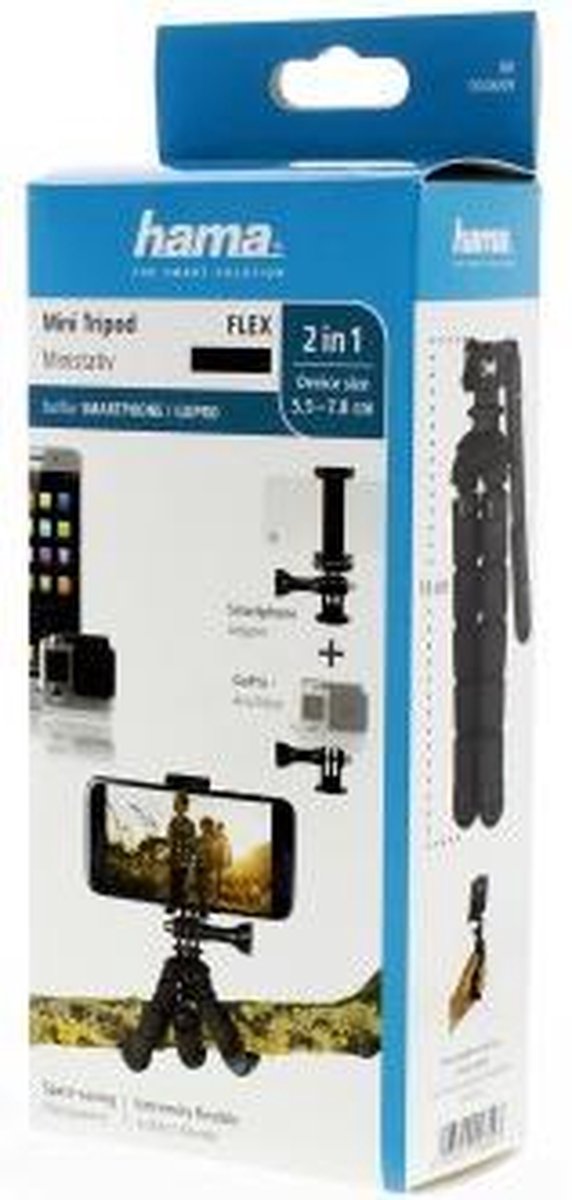 Hama Ministatief "Flex" voor smartphone en GoPro, 14 cm