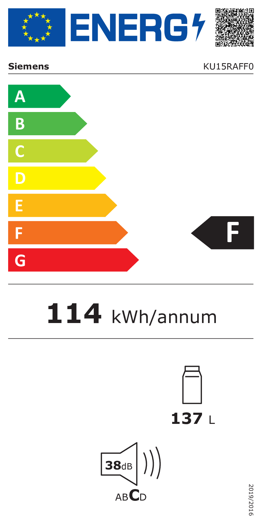 Siemens iQ500 KU15RAFF0 réfrigérateur Intégré 137 L F Blanc