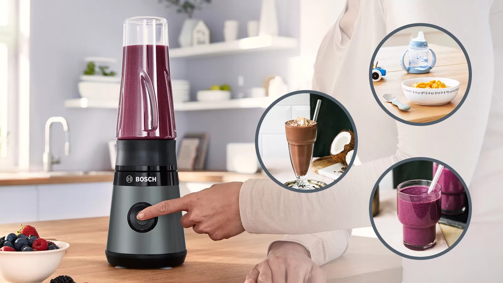 Personal Blender BOSCH MMB2111S VitaPower 450W Zilver