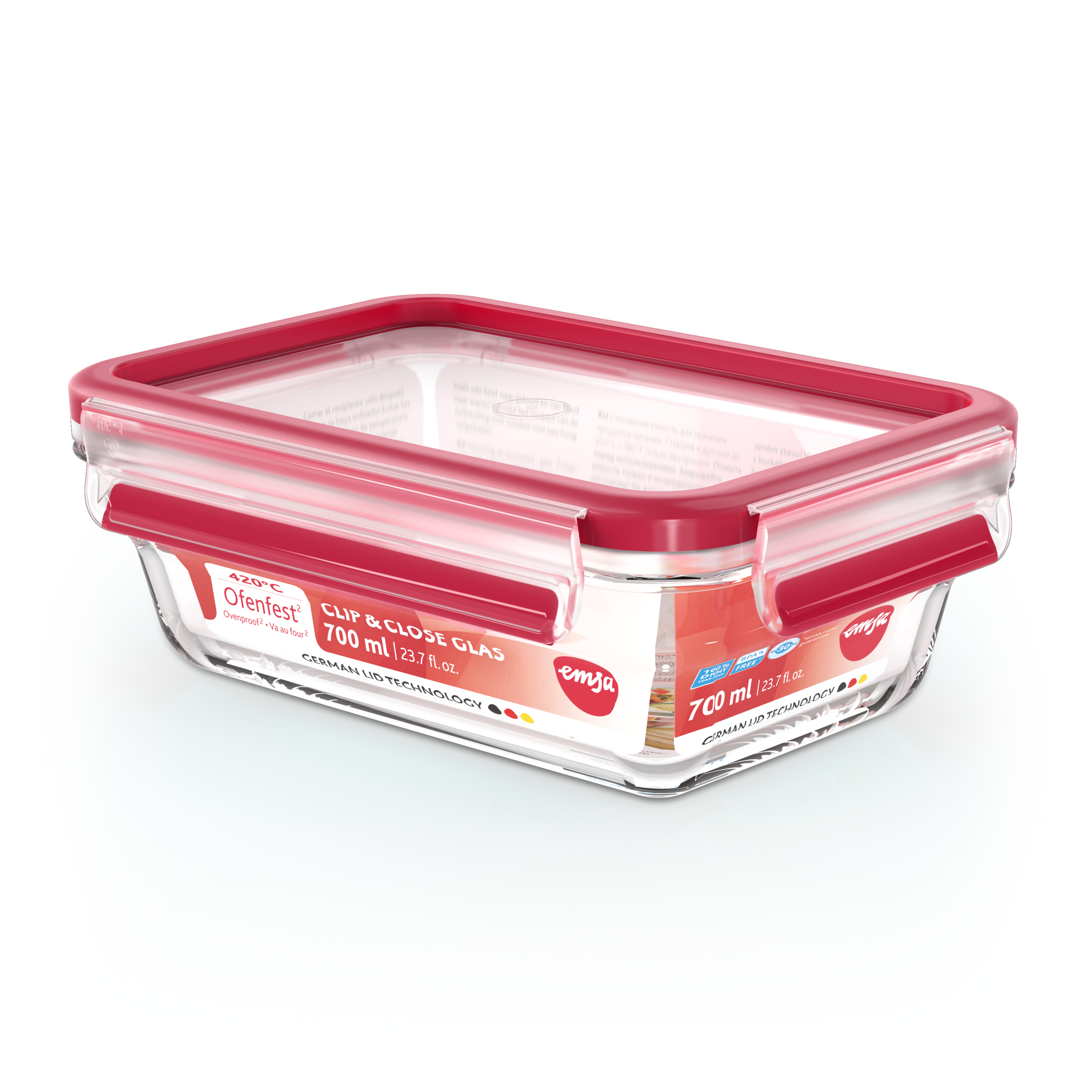 Vershouddoos EMSA N1040600 Clip&Close Rechthoek 0,7L Glas