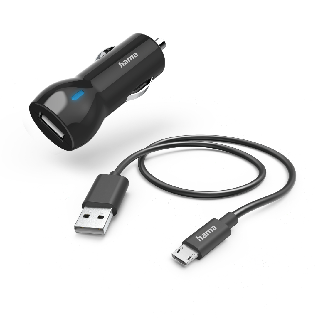 Hama Auto-oplader met oplaadkabel Micro-USB, 12 W, 1 m, zwart