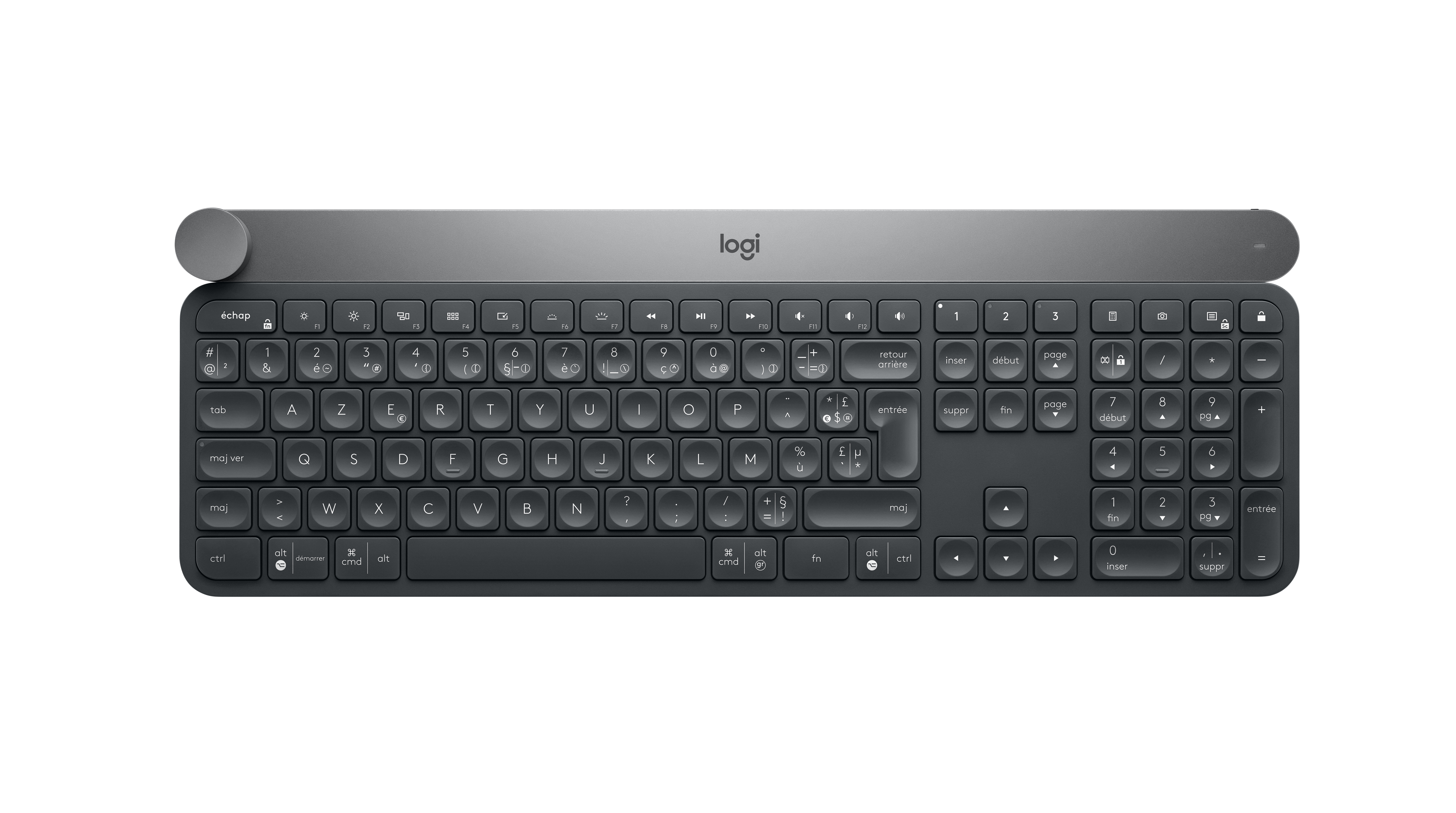 Logitech Craft Advanced keyboard with creative input dial toetsenbord Universeel RF-draadloos + Bluetooth AZERTY Belgisch Zwart, Grijs