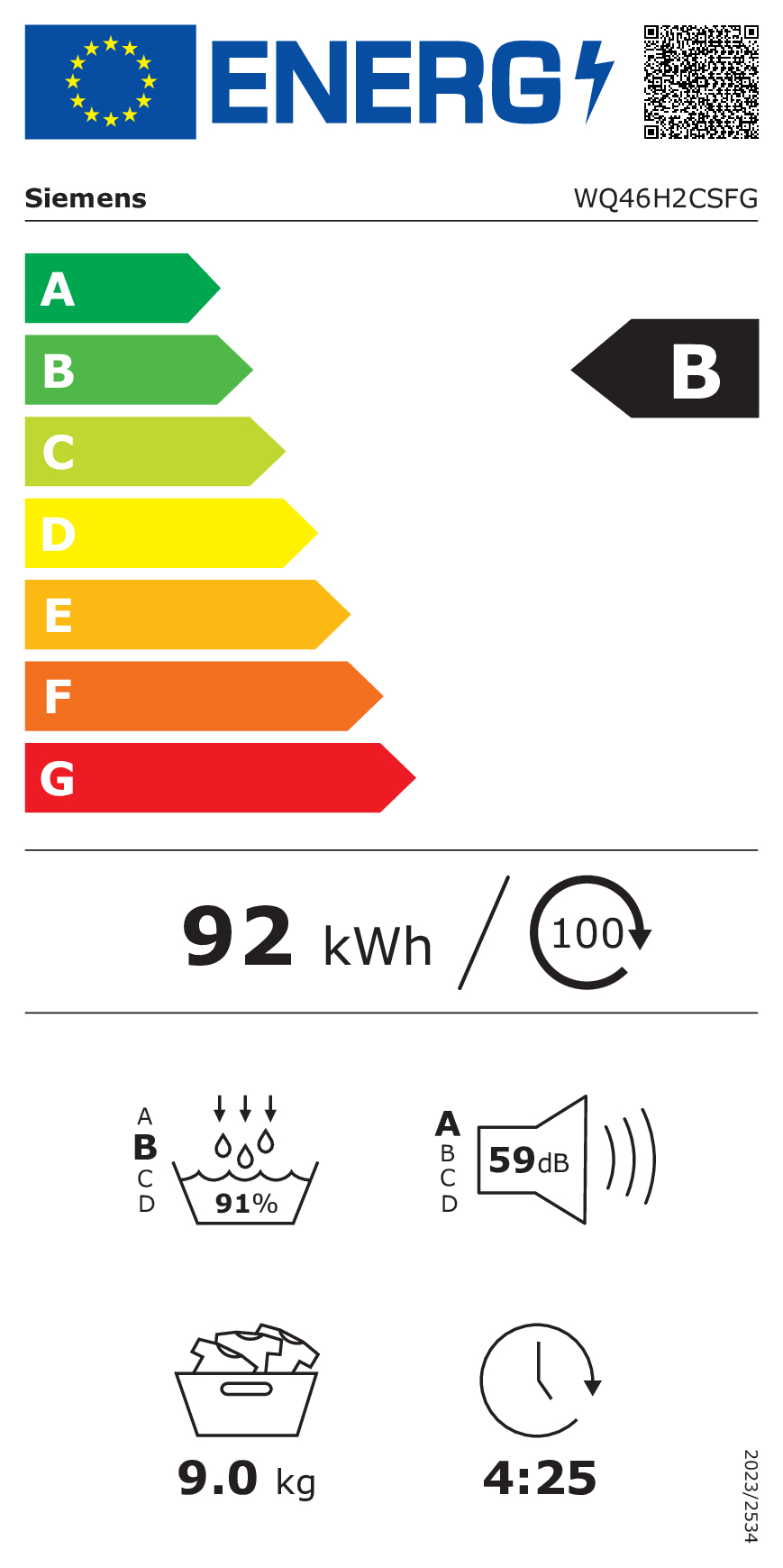 Droogkast SIEMENS WQ46H2CSFG iQ500 ExtraKlasse / B / 9kg