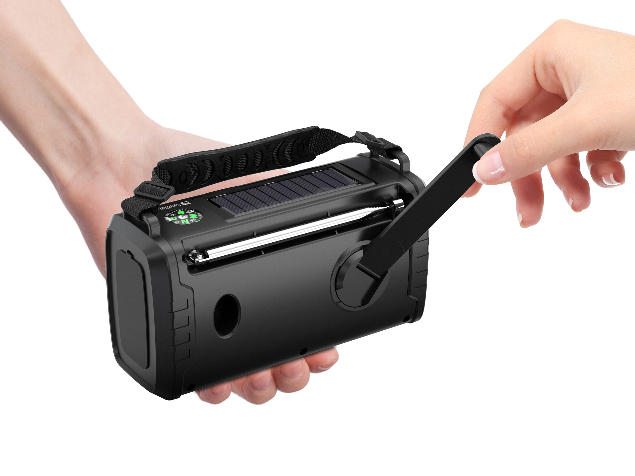 DAB radio SANDBERG Survivor 421-38 / 20000mAh solar powerbank / Bluetooth / zaklamp / zwengel