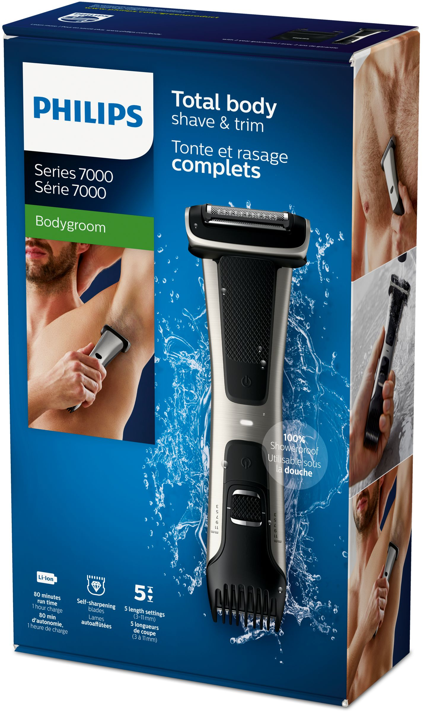 Philips 7000 series Bodygroom Series 7000 BG7025/15 Douchebestendige lies- en lichaamstrimmer