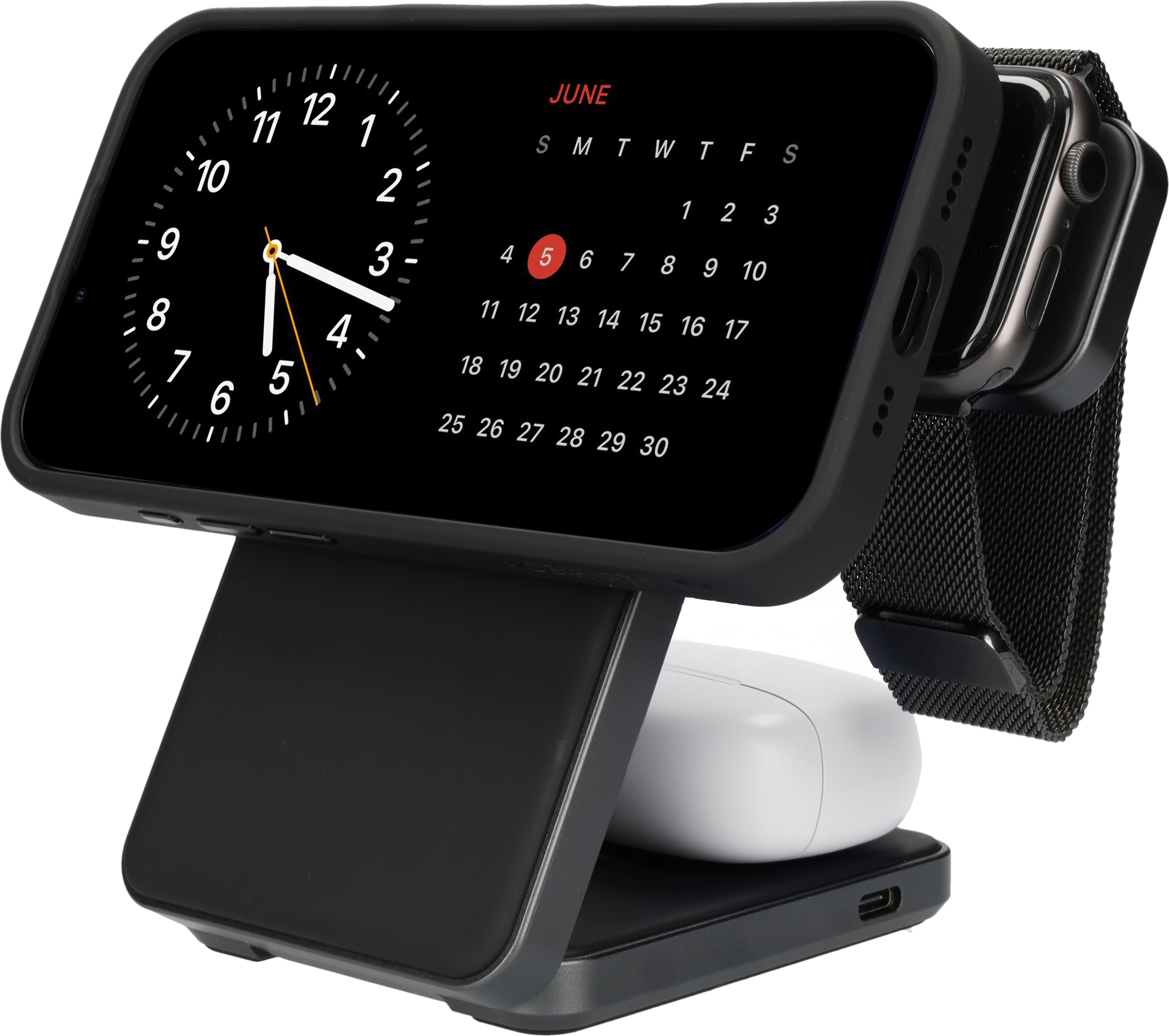 Mobiparts Foldable Wireless 3 in 1 Charger 15W Triangle Aluminum