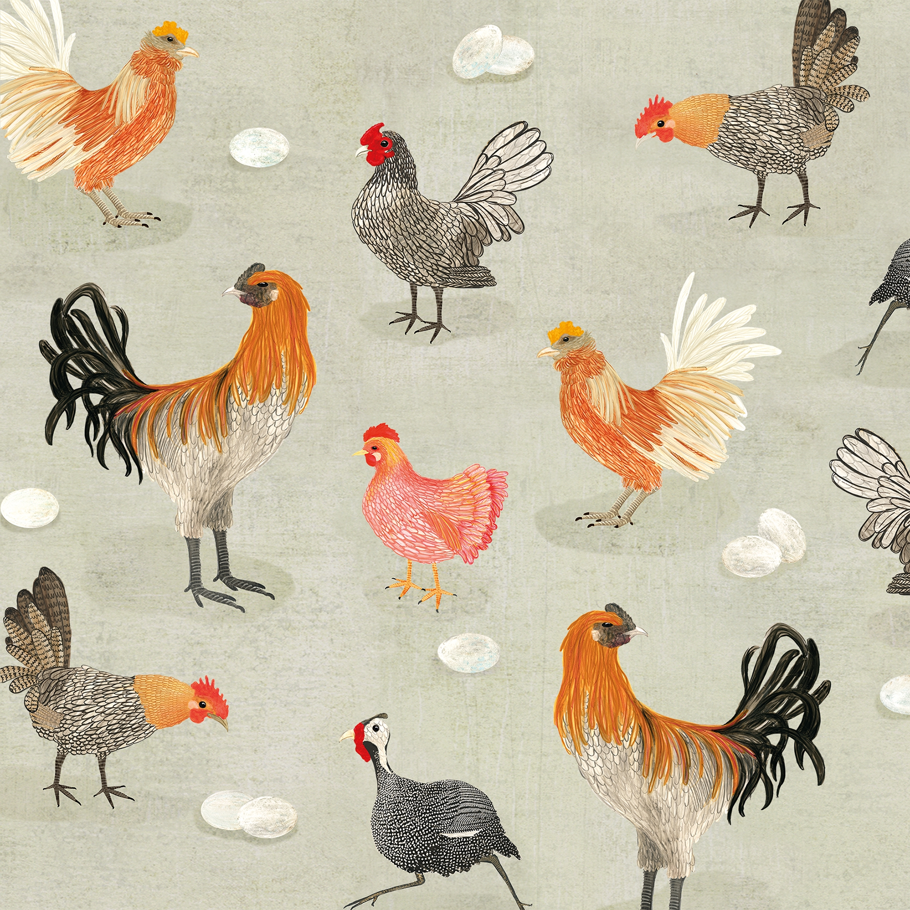 Papieren servetten PPD 133002389 Poules Napkin / 33x33cm