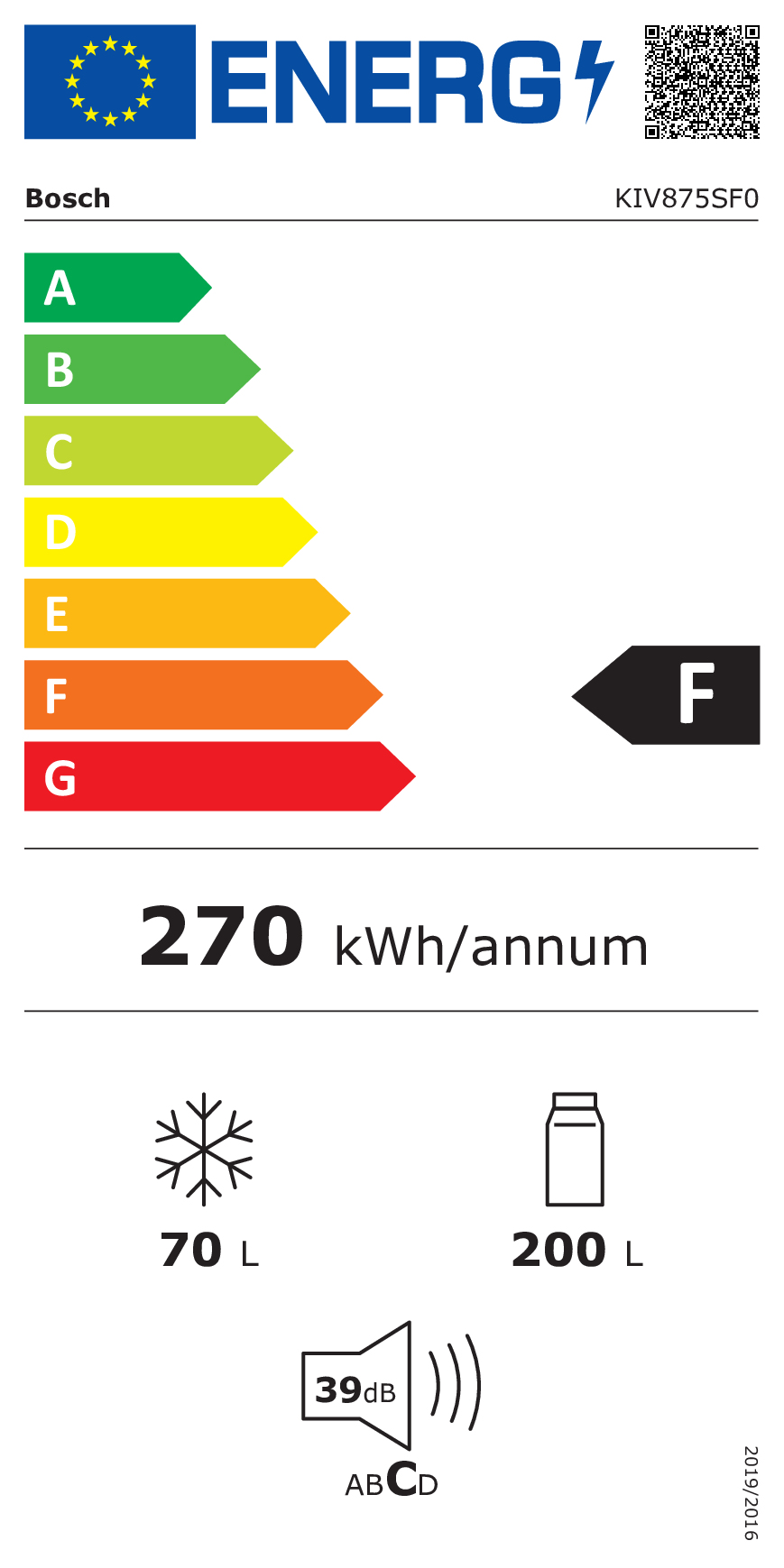 Bosch Serie 2 KIV875SF0 koel-vriescombinatie Ingebouwd 270 l F Wit