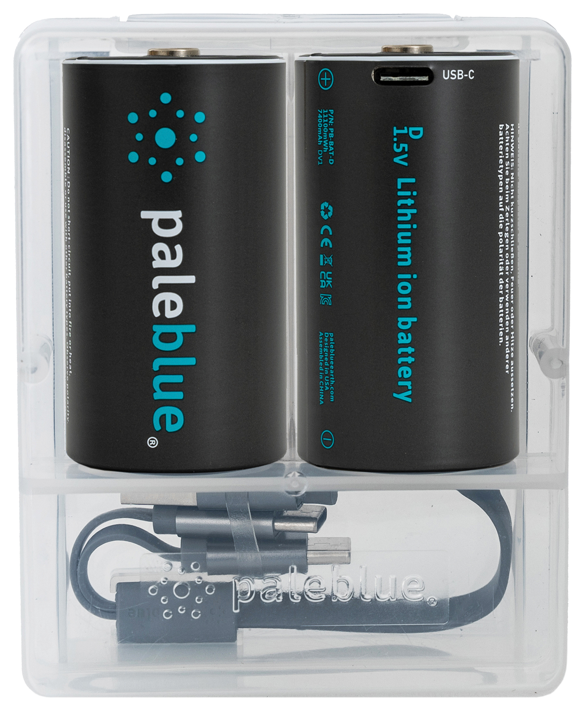 Pale Blue Rechargeable D Battery 2pack + C-Charging Cable