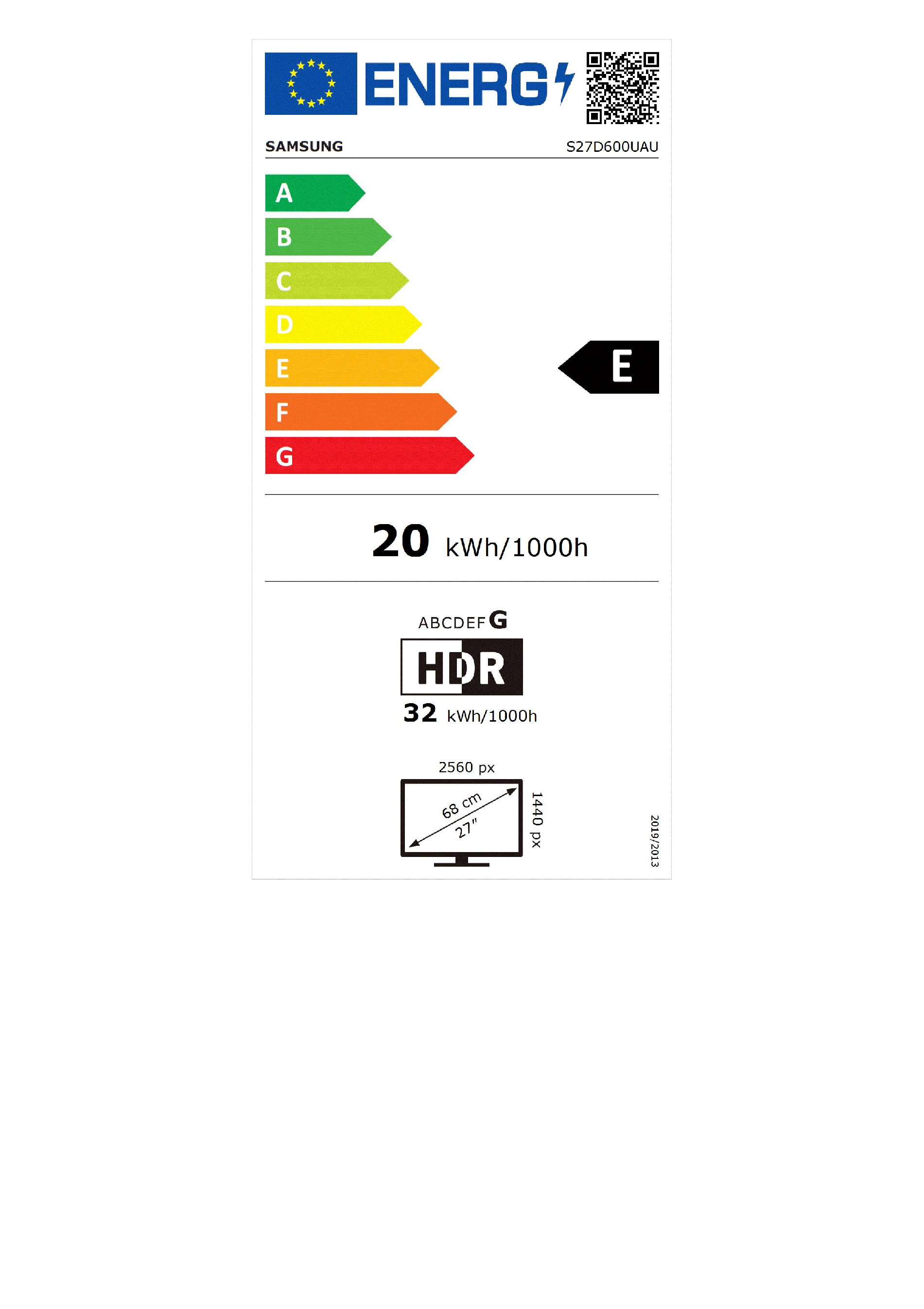 Samsung Monitor LS27D600UAUXEN 16:9 WQHD 100Hz Black