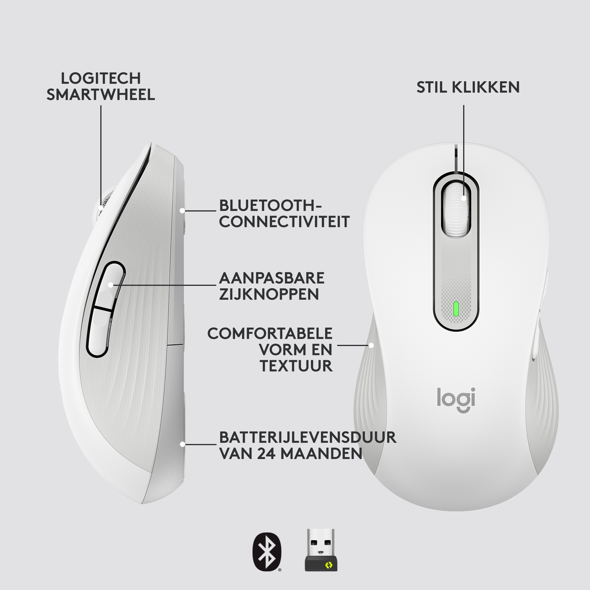 Logitech m650 l signature mouse lh white
