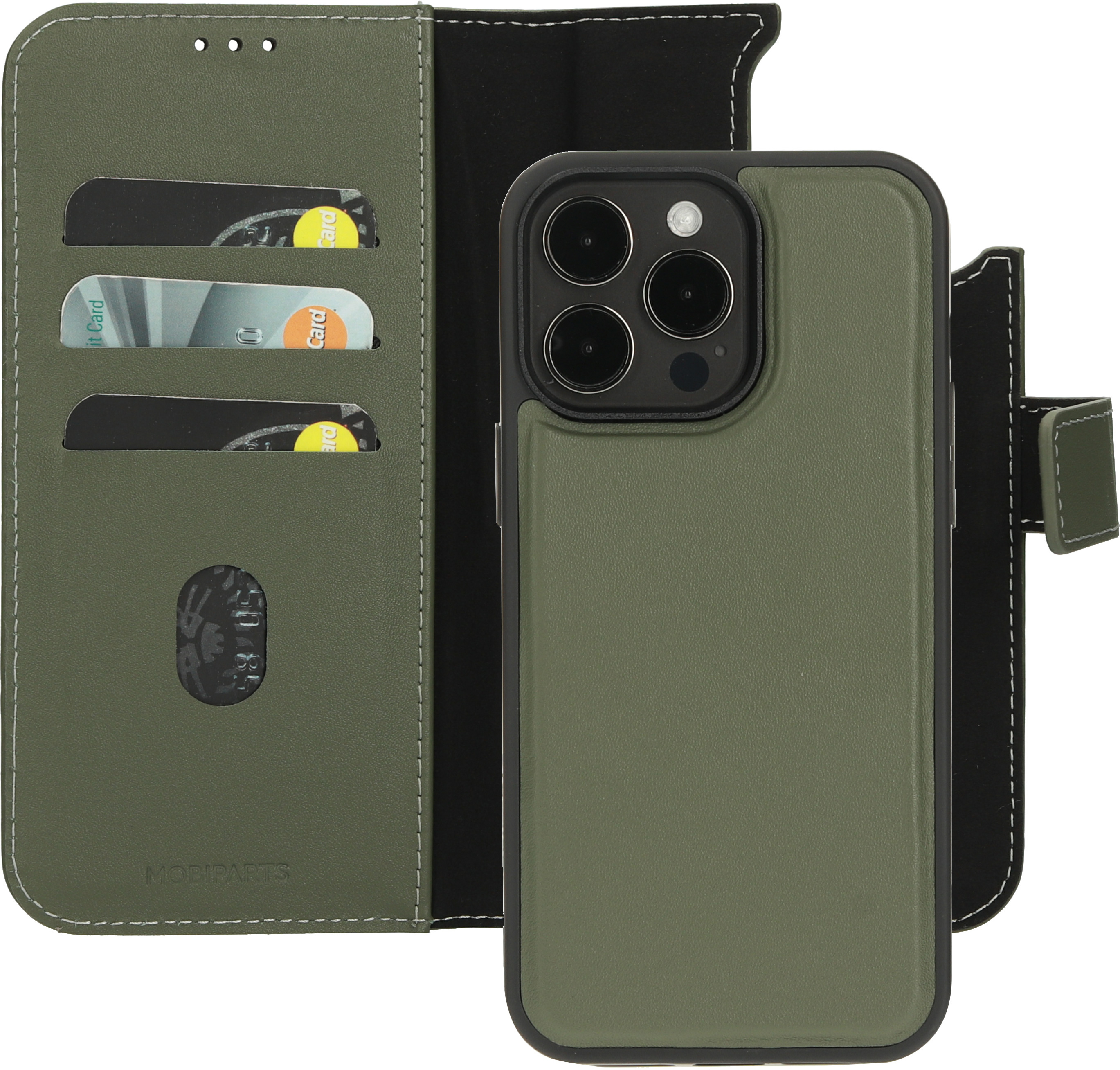 Mobiparts Leather 2 in1 Wallet Case iPhone 15 Pro Max Green