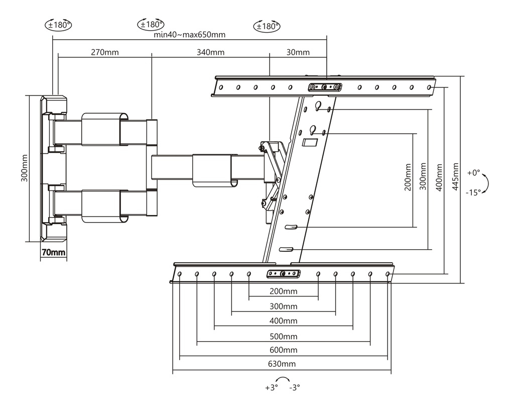 Multibrackets Muursteun Flexarm Thin Zwart MB736184