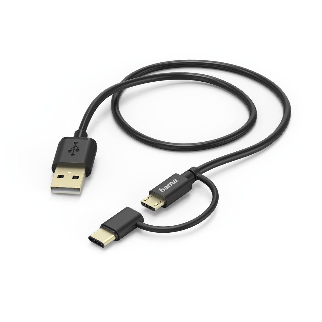 Hama Câble micro-USB 2 en 1 avec adaptateur USB Type-C, 1 m, noir