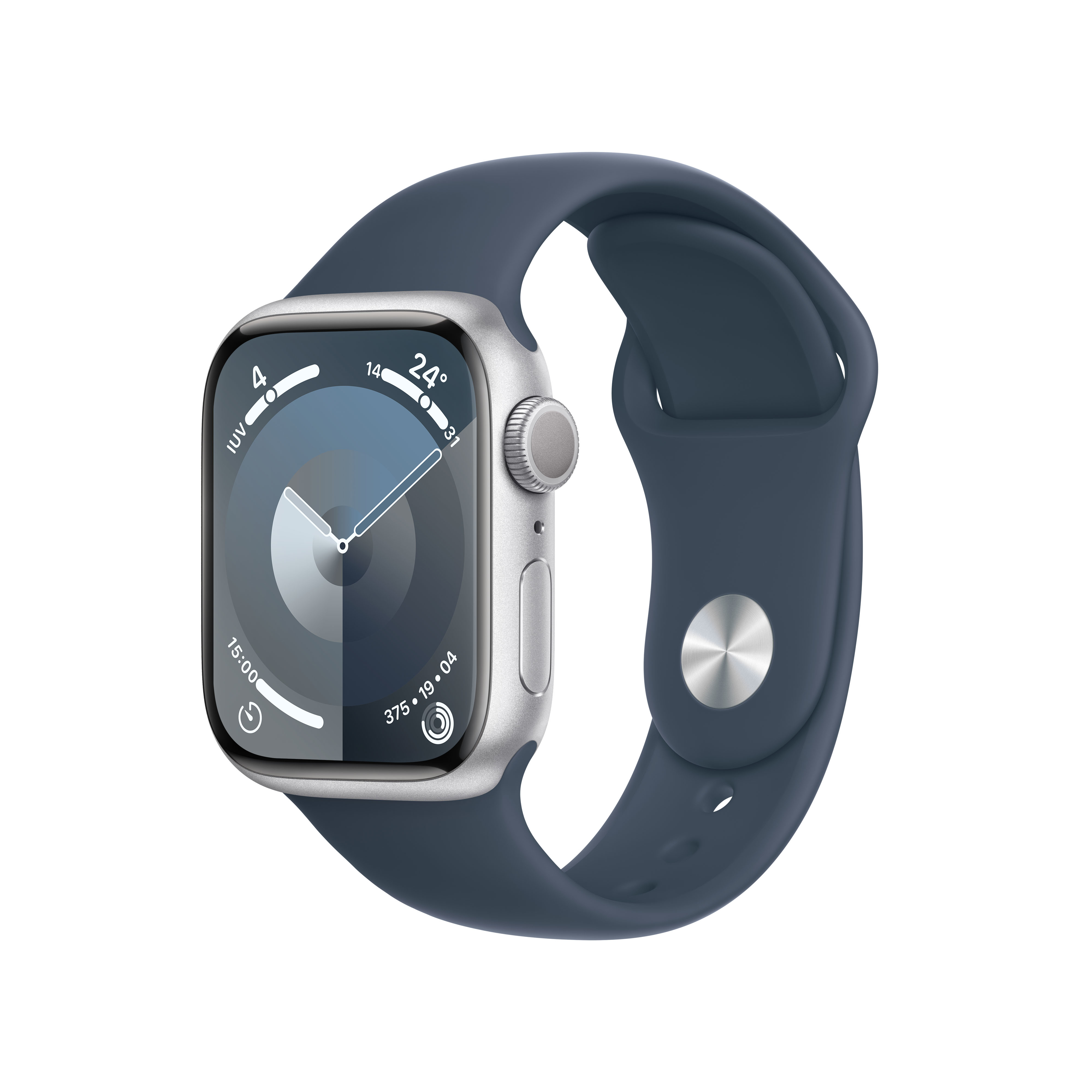 APPLE Watch 9 41mm Silver Case & Storm Blue Sport Band
