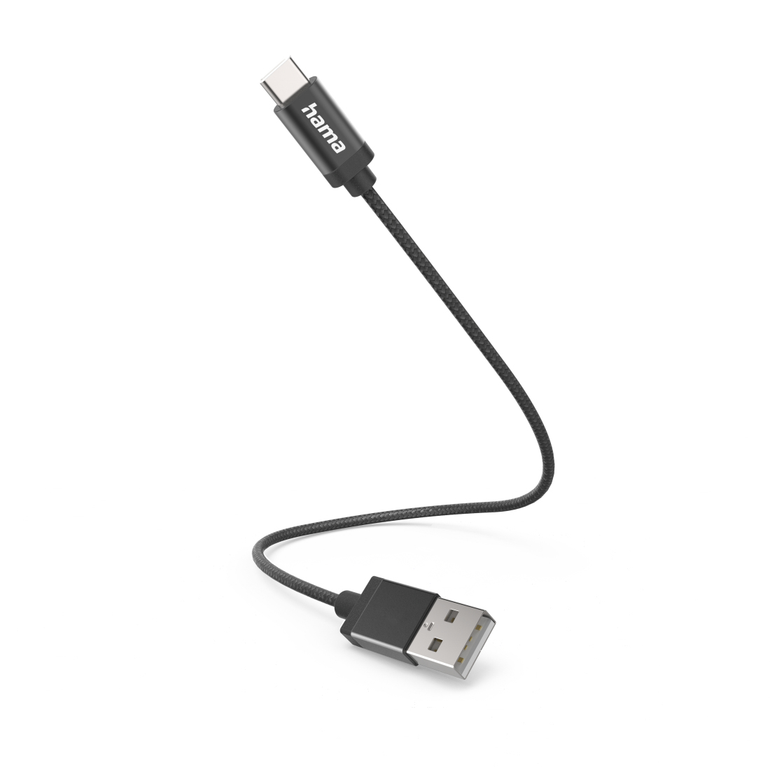 Oplaadkabel Hama USB-A > USB-C 0,2m Nylon Zwart