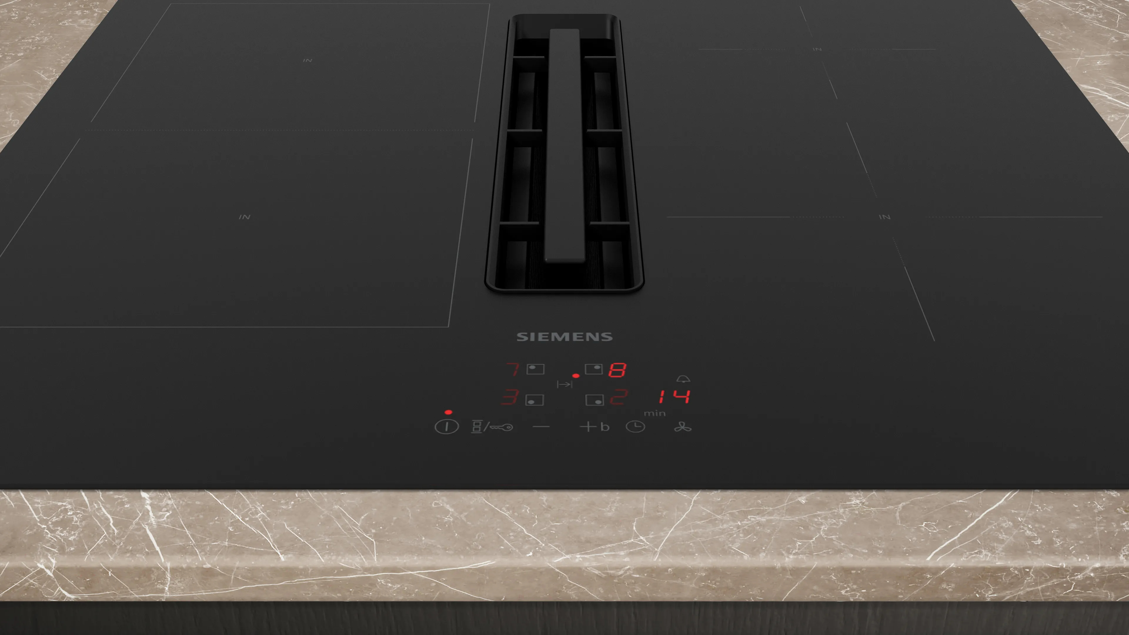 Siemens iQ300 ED611BS16E kookplaat Zwart Ingebouwd 60 cm Inductiekookplaat zones 4 zone(s) Inbouw afzuigkap