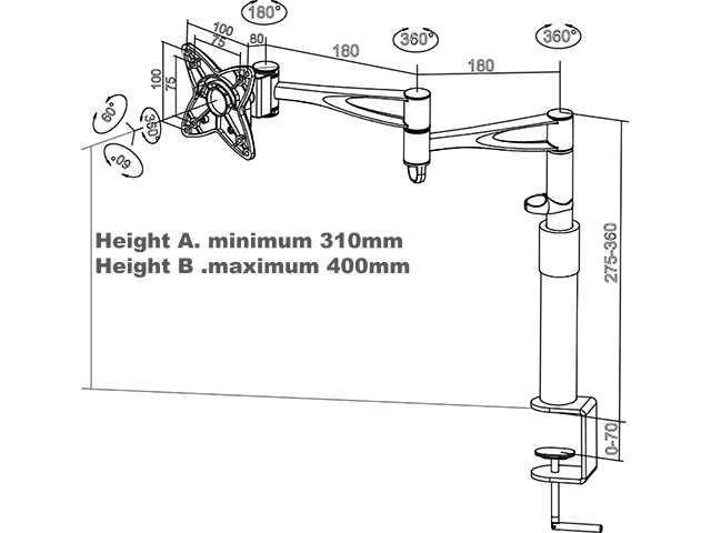 M VESA Deskmount III Black 75x75 100x100