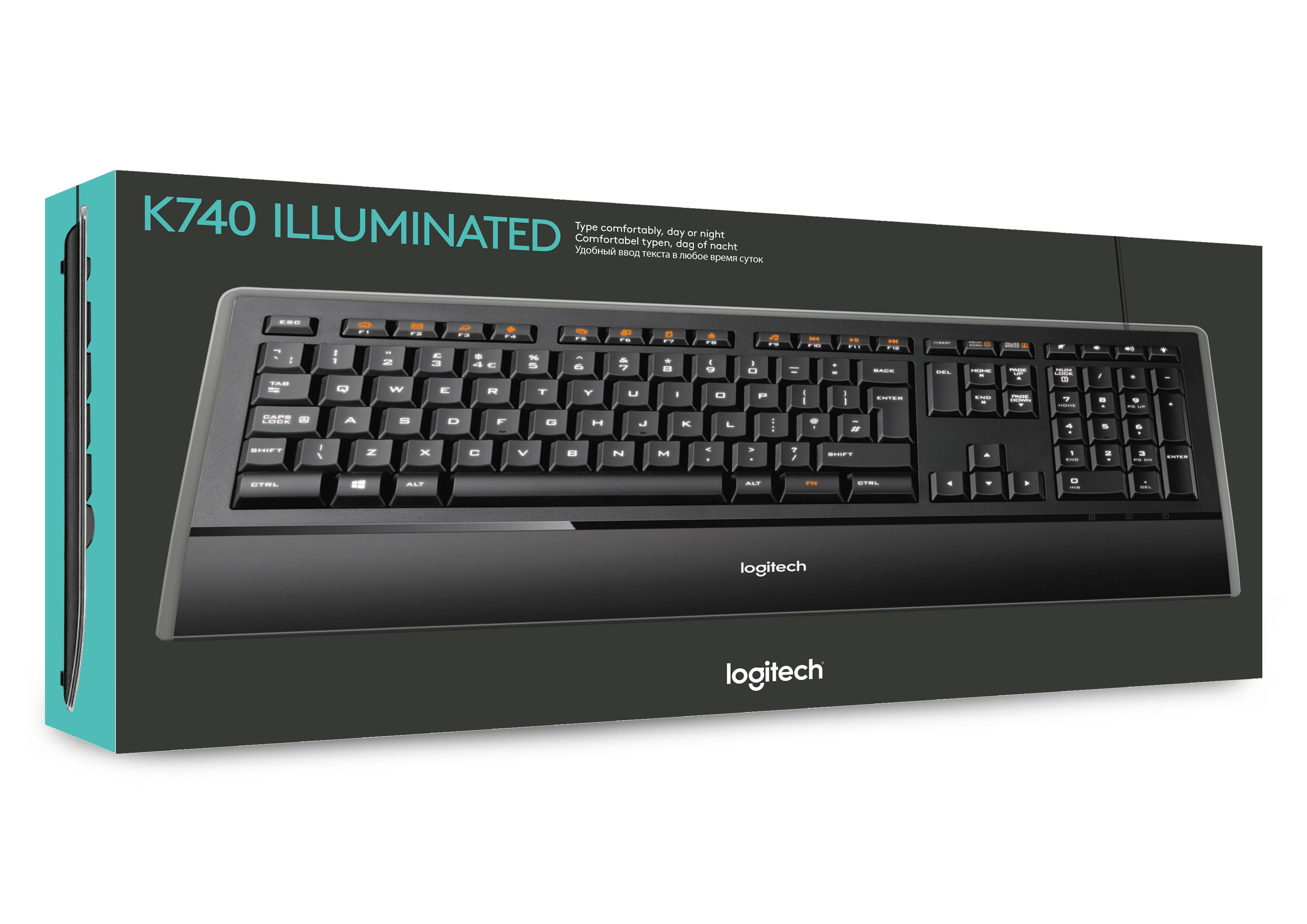 Logitech Illuminated Keyboard k740 clavier Bureau USB AZERTY Français Noir