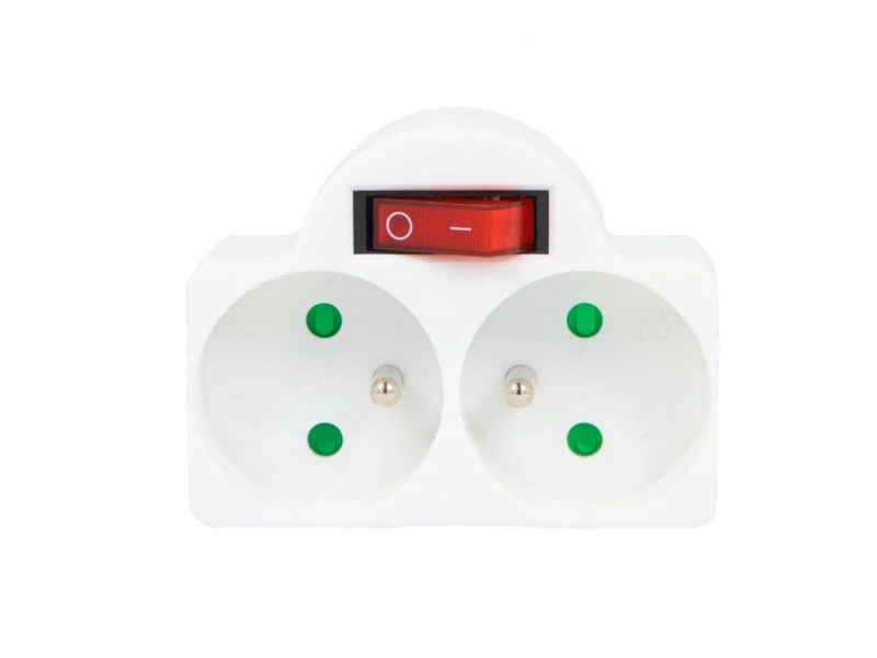 Profile 2-voudig stopcontact 2x16A+ wit met schakelaar