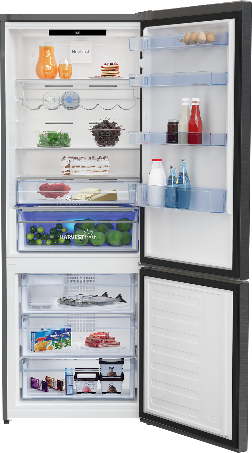 Koelkast Combi BEKO RCNE560E40ZXBRN / 356L+158L / E / 192cm / NoFrost