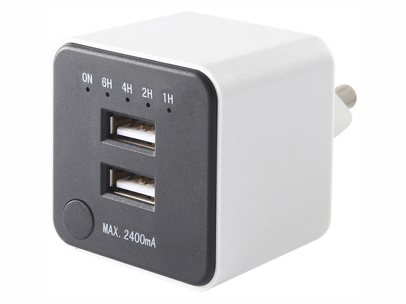 Profile USB lader 2 USB poorten max 2.4A ingebouwde timer