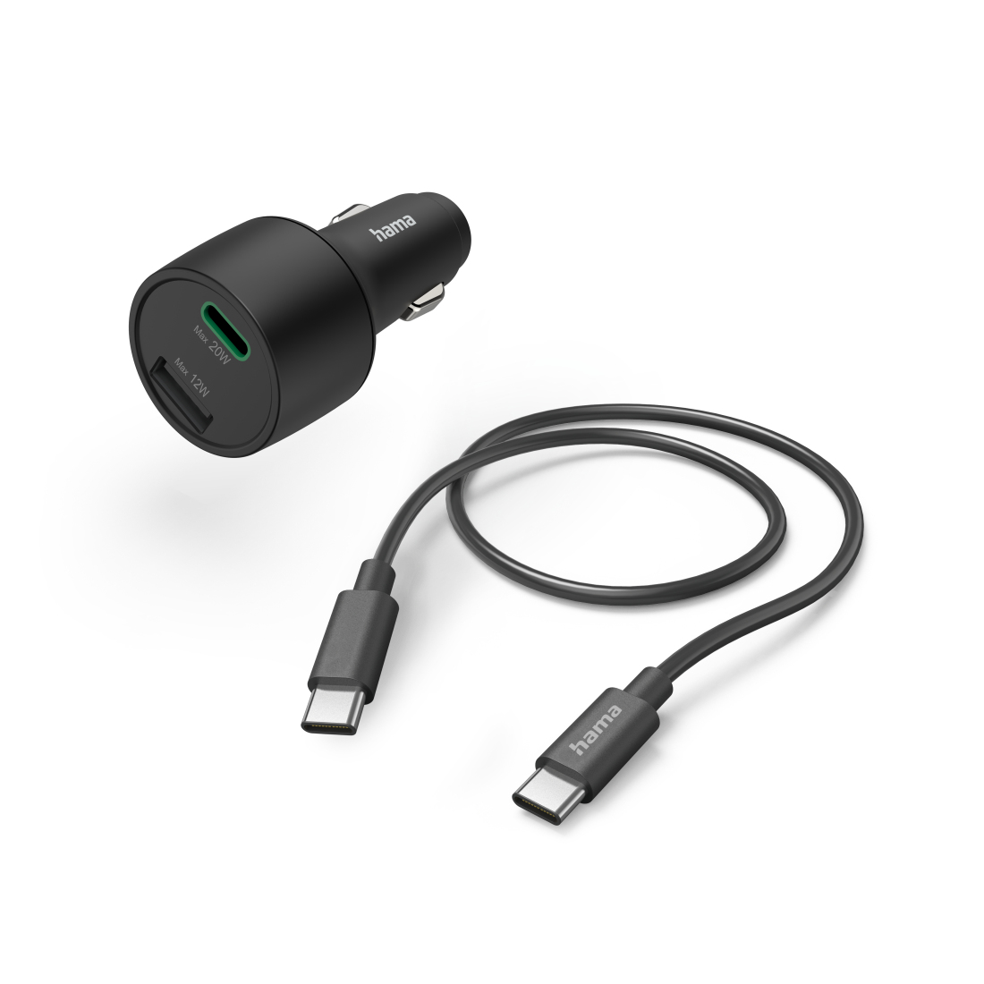 Hama Charg pr voiture, USB-C+USB-A+Cable USB-C Power Delivery/Qualcomm® 32W, Nr