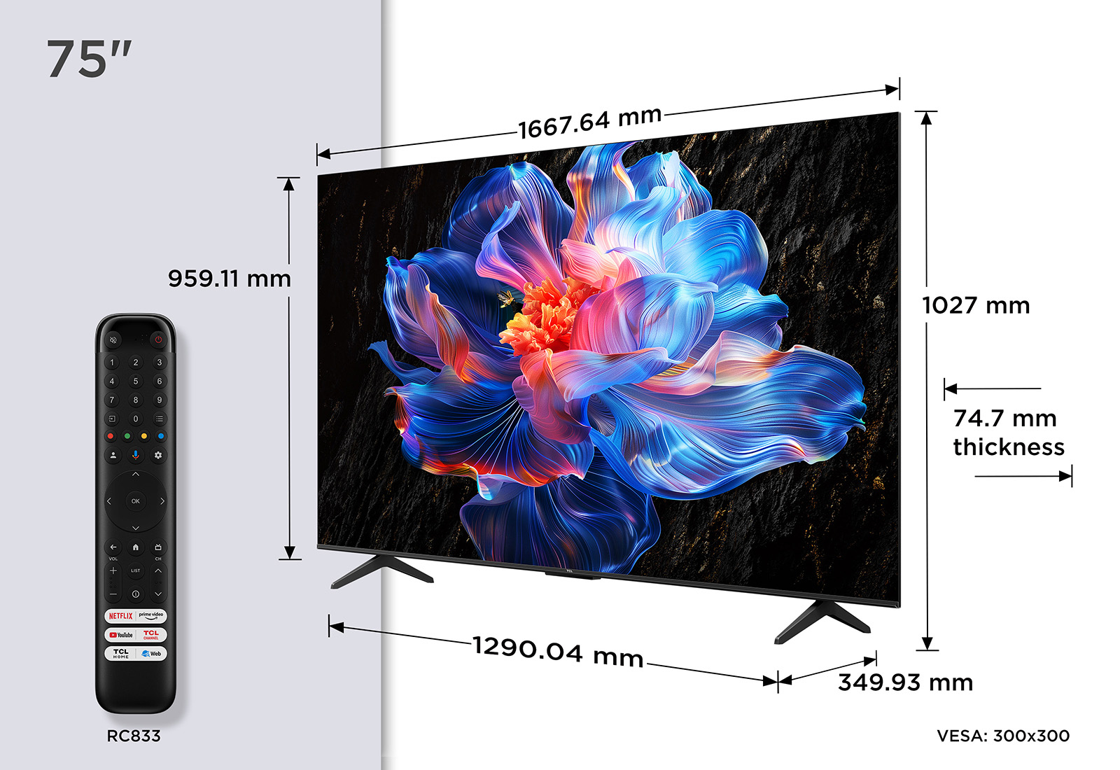 TCL V6C 75V6C tv 190,5 cm (75") 4K Ultra HD Smart TV Wifi Metallic 330 cd/m²