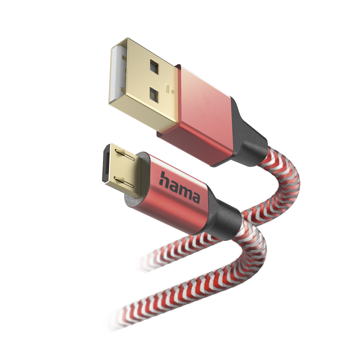 Hama Câble de charge Reflective, USB-A - micro-USB, 1,5 m, nylon, rouge