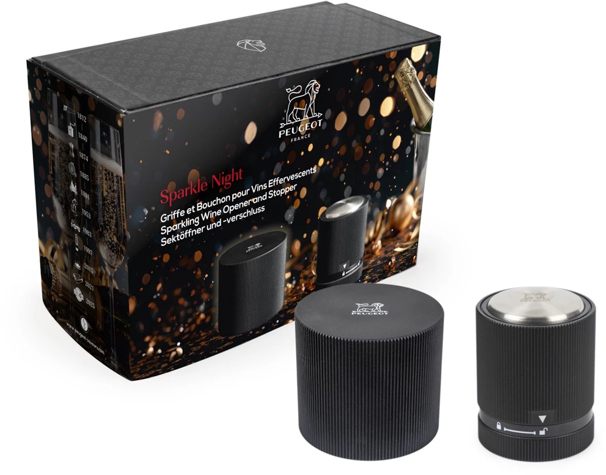 Giftset PEUGEOT 210953 Sparkle Night / Klem en dop voor mousserende wijn