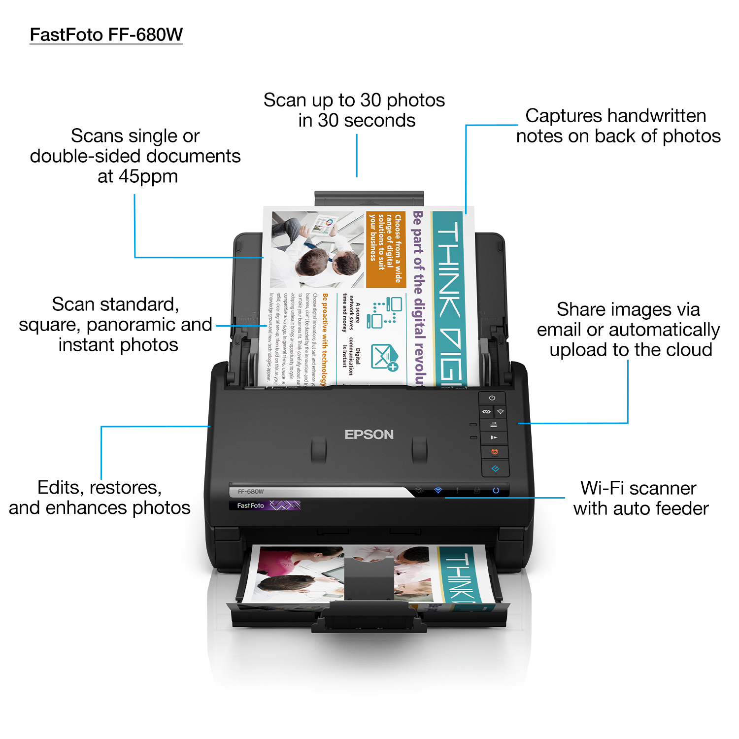 Epson FastFoto FF-680W Alimentation papier de scanner 600 x 600 DPI A4 Noir