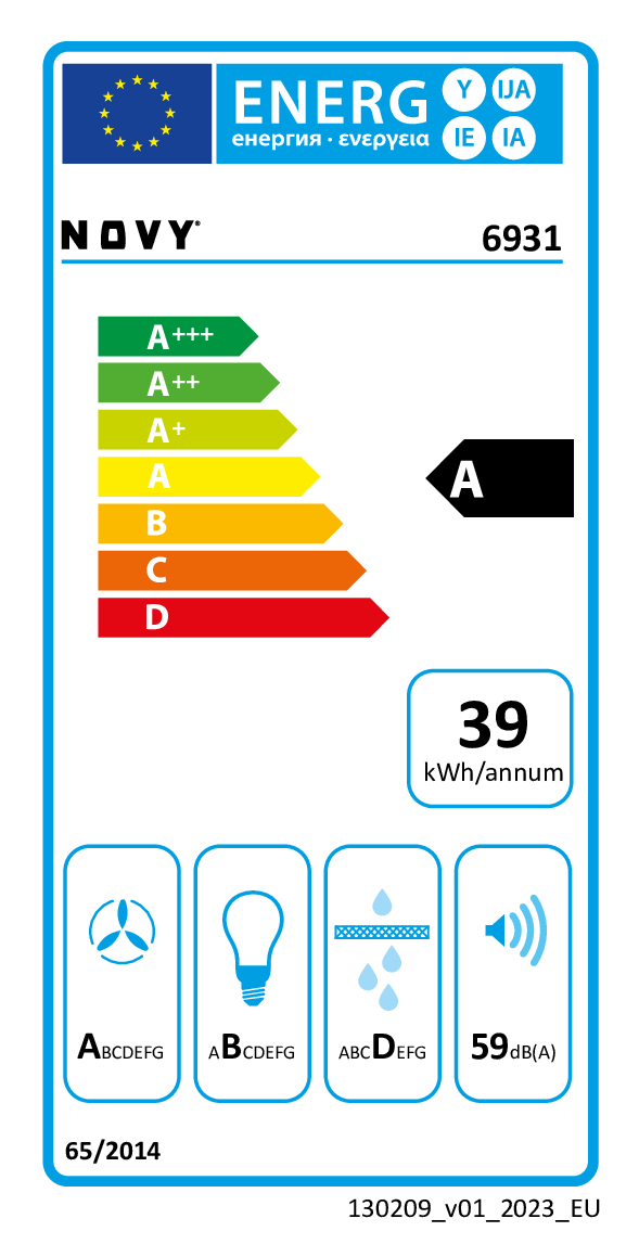 Dampkap BI NOVY 6931 Pureline Pro 90cm Wit