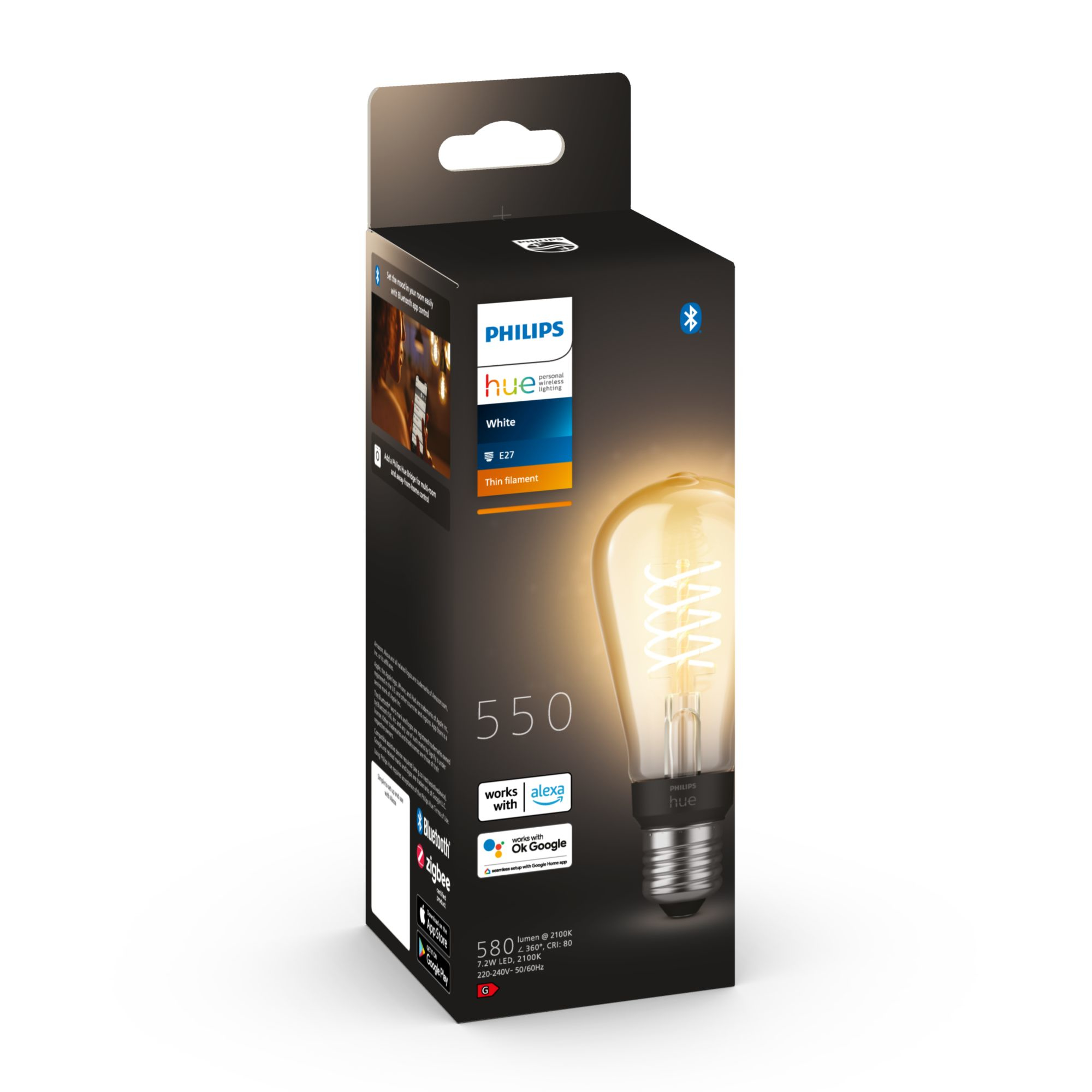 Lamp PHILIPS HUE Filament White E27 ST64