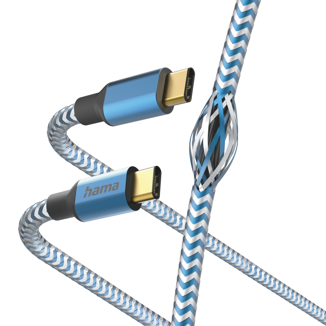 Kabel USB HAMA Reflective USB-C > USB-C 1.5M Blauw