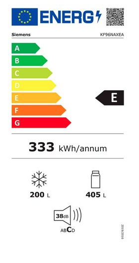 Siemens iQ500 KF96NAXEA frigo américain Pose libre 605 L E Noir, Acier inoxydable