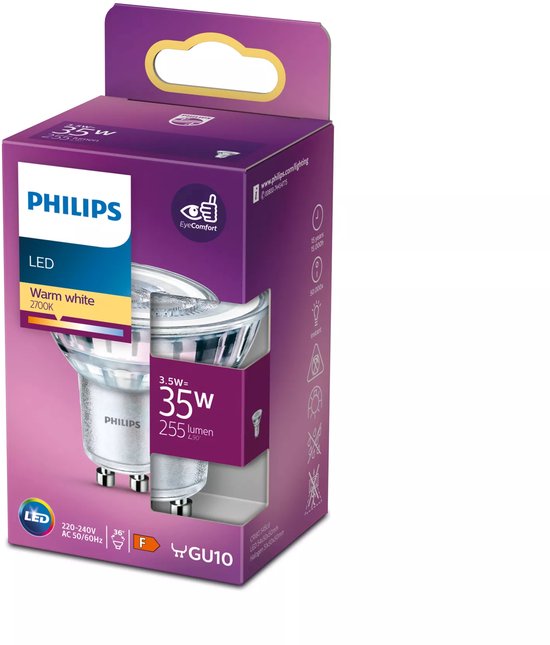 LED-spot PHILIPS 8718699774158 GU10 PAR16 3,5W-35W WW