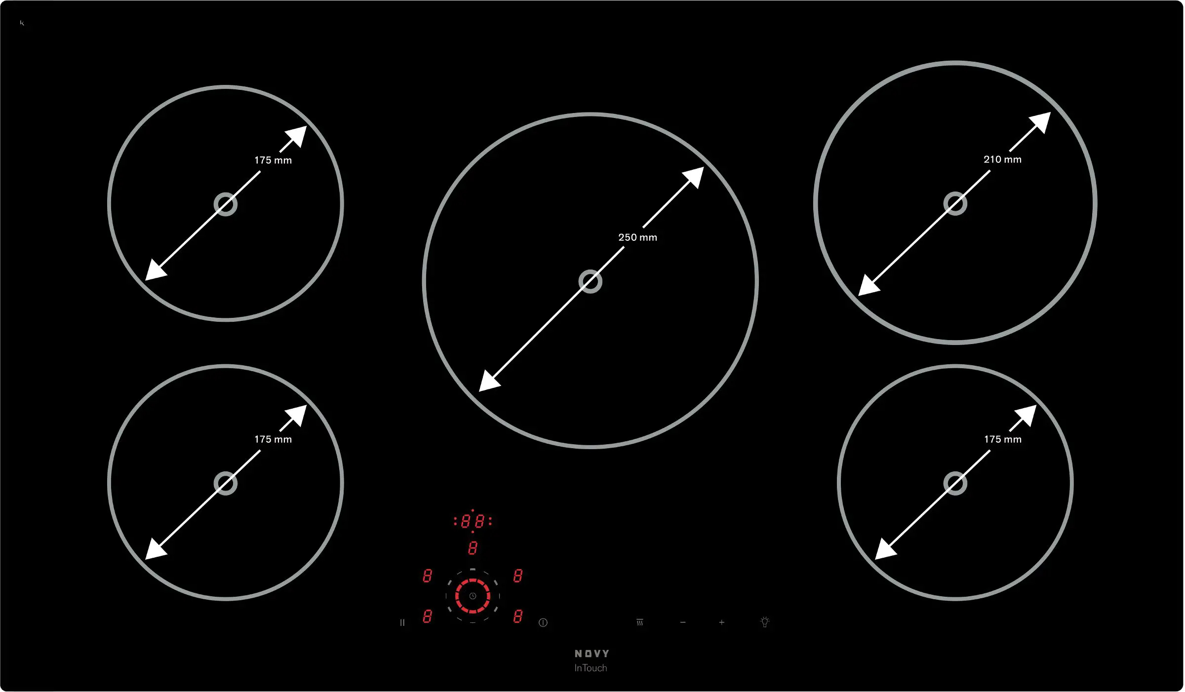 Inductiekookplaat NOVY Comfort 1758 / 90cm / 5 zones / inTouch