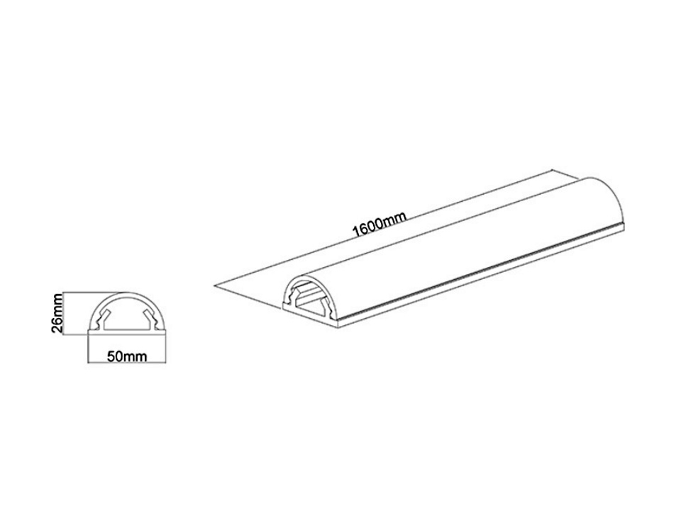 M Universal Cable Cover Black 50mmW - 1600mm L