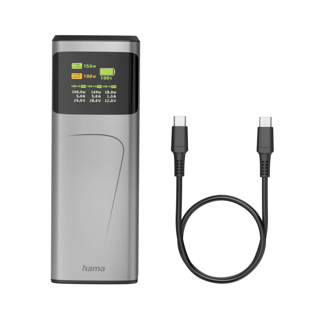 Hama Power Pack High Power, 150 W, 24000mAh, 2 USB-C, USB-A, chrge rapide