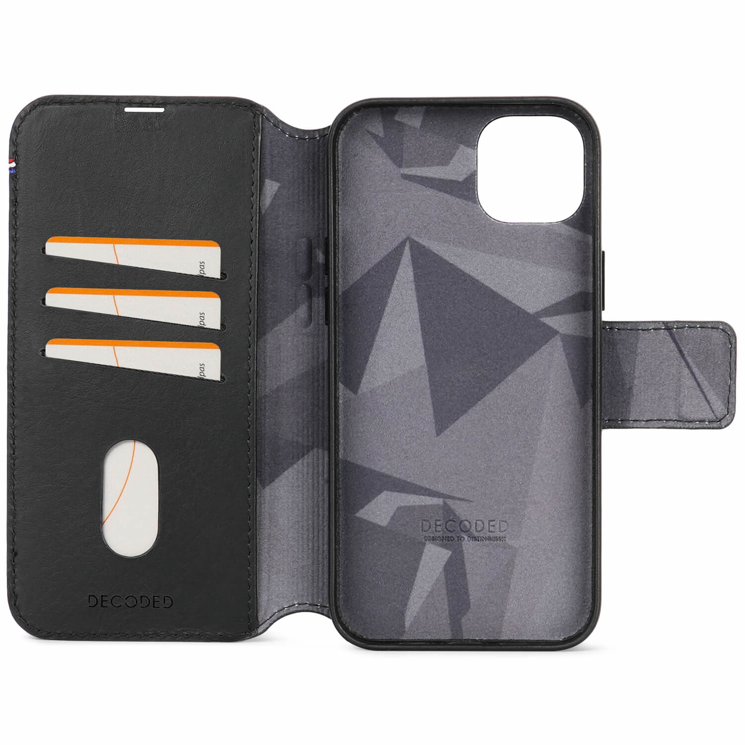 Tas DECODED Leather Detachable Wallet iPhone 15 Plus Black